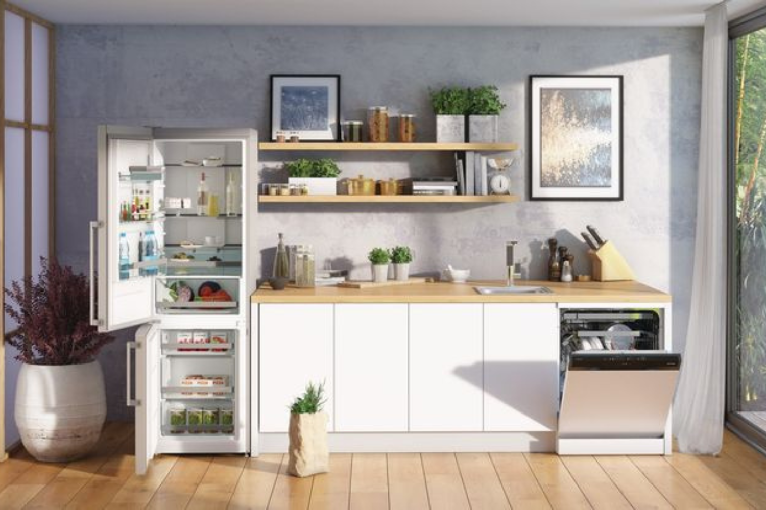 Gorenje logo minimalista em fundo claro representando eletrodomésticos europeus de luxo para cozinha