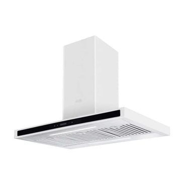 Coifa Evol de Ilha Sigma 90cm inox escovado com painel vidro preto, motor 800 m³/h e design para ilha