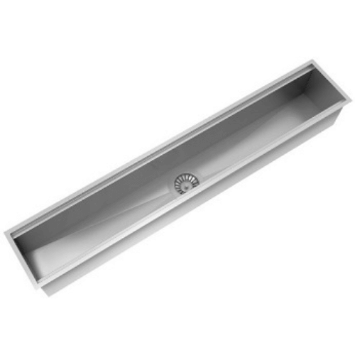 Canal Organizador Úmido Debacco 1050 Inox, em aço escovado, para instalação embutida, com 105cm de comprimento.