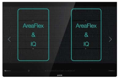 Cooktop de indução Gorenje com tecnologia AreaFlex e IQ, ideal para preparo de refeições.