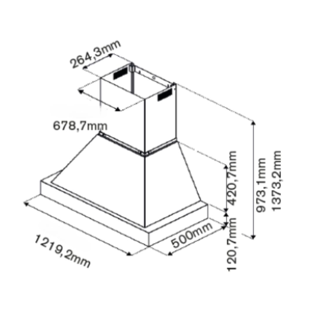 Medidas da Coifa Bertazzoni Heritage de Parede Marfim 122cm