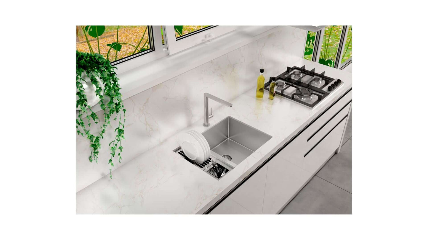 Cuba de embutir em Inox Escovado 70cm com Canal Debacco Quadratino