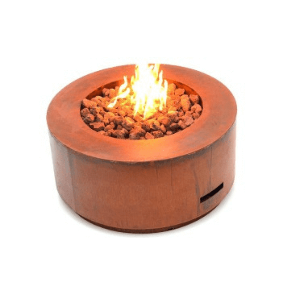 Fire Pit á Gás para Área Externa K3 Coliseum Corten 85cm com Pedras Vulcânicas