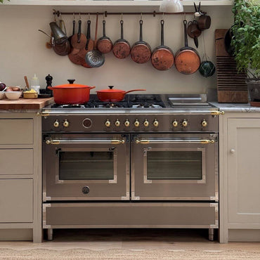 Fogão Bertazzoni Heritage Inox 120cm foto real ambientado