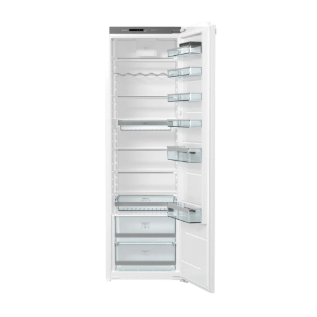 Refrigerador Gorenje para Revestir 305 Litros 60cm com prateleiras organizadas e design embutido.