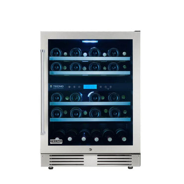 Adega Tecno Professional 43 Garrafas Inox 60cm - Abertura Direita, adega climatizada inox 43 garrafas com porta de vidro e prateleiras em madeira