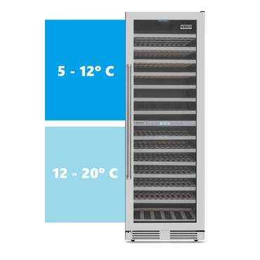 Adega Tecno Professional 151 Garrafas Inox 60cm - Abertura Direita, adega climatizada inox 151 garrafas com duas zonas de temperatura e porta de vidro