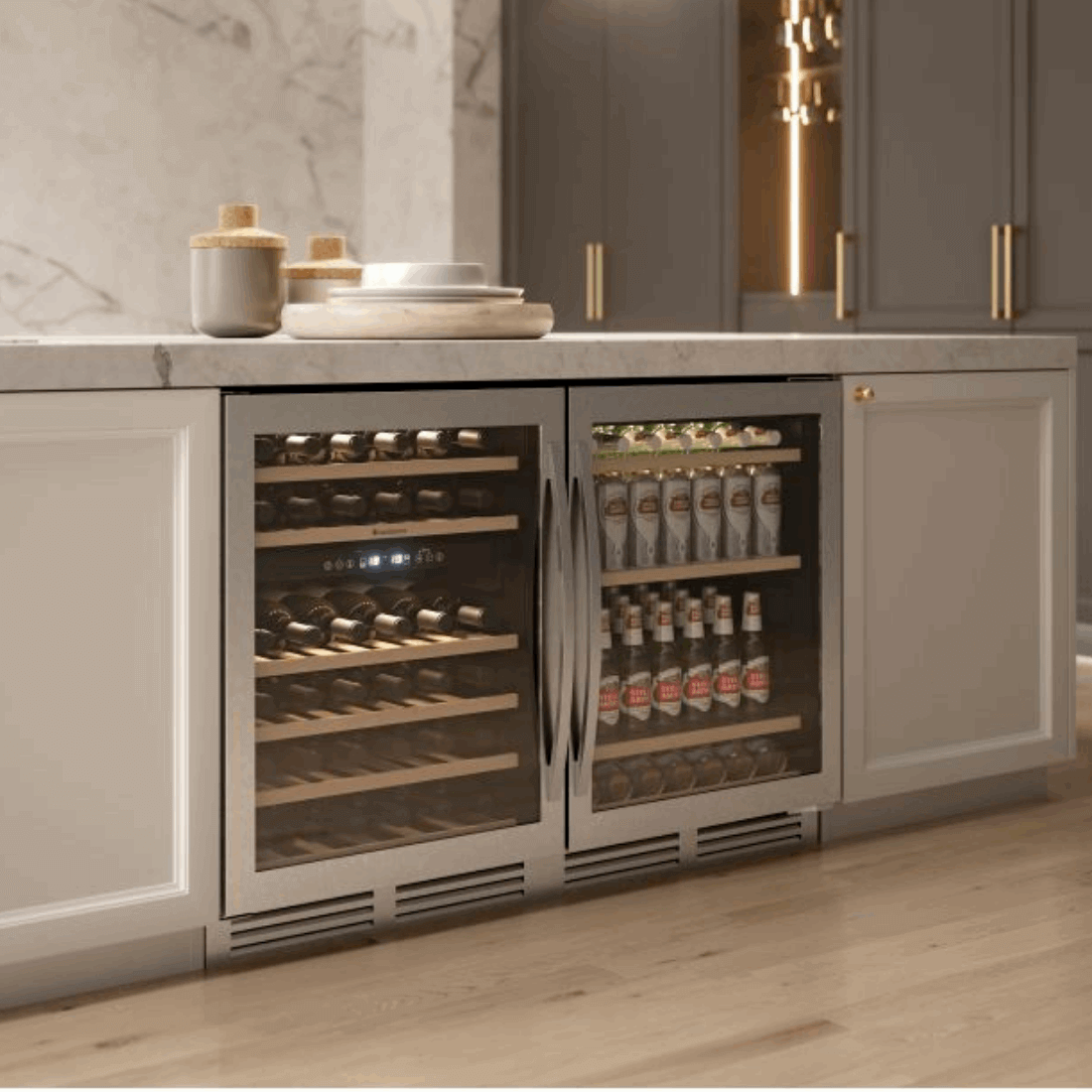 Adega de Embutir 46 Garrafas Dual Zone Inox 60cm 220V Abertura para Esquerda