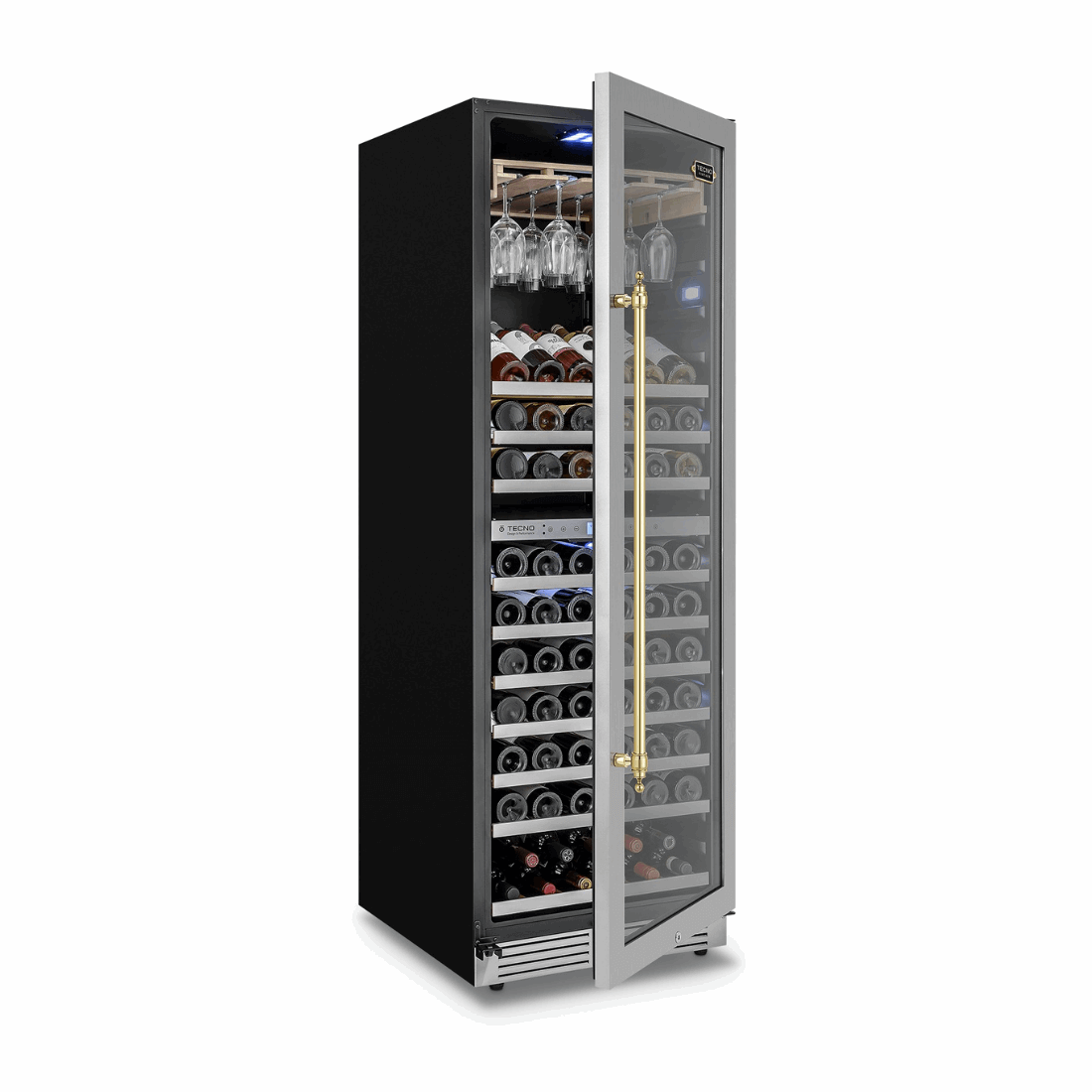 Adega de Vinhos Vintage de Embutir 151 Garrafas 2 Zonas 220V — Abertura para Direita