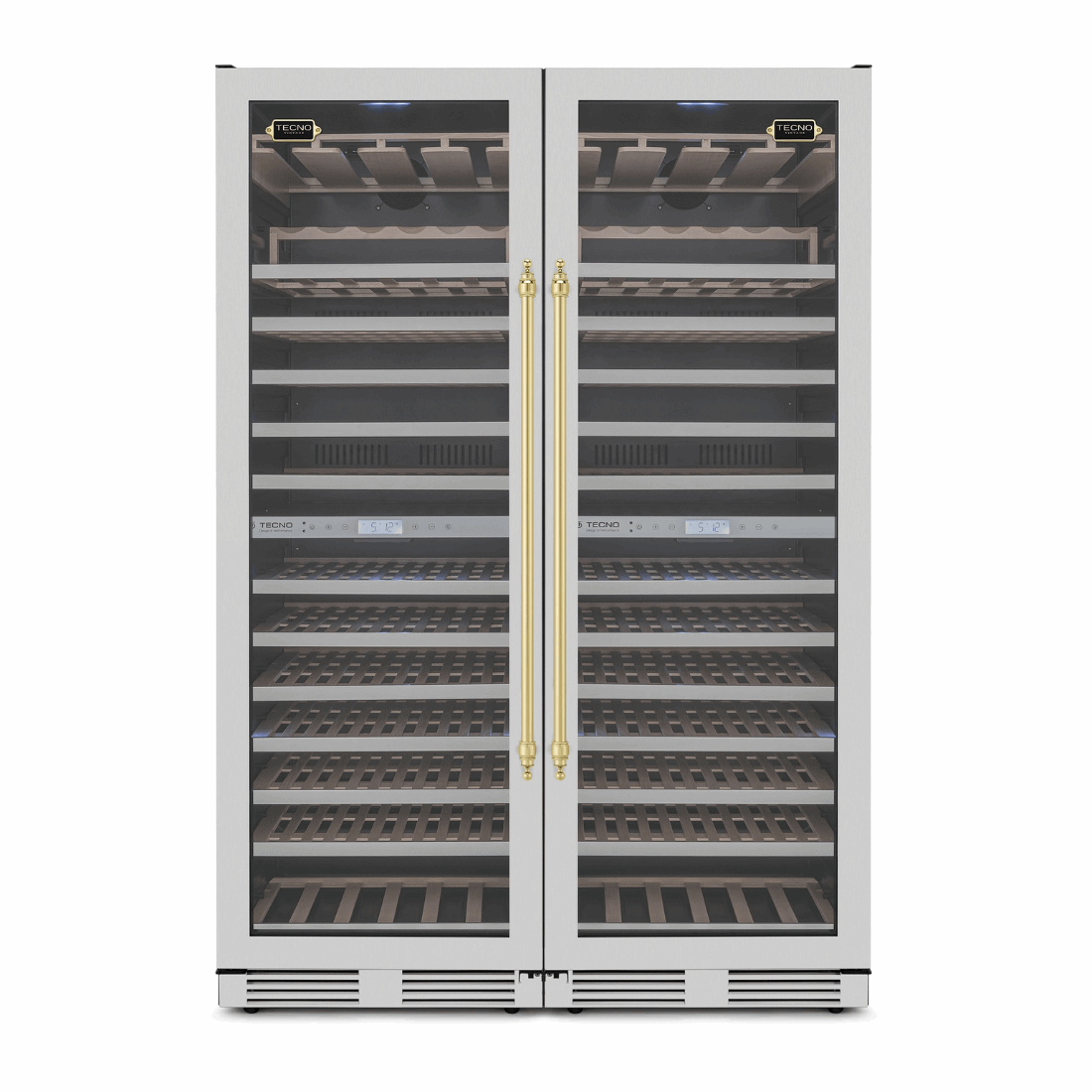 Adega de Vinhos Vintage de Embutir 151 Garrafas 2 Zonas 220V — Abertura para Esquerda