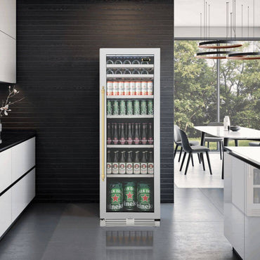 Cervejeira Tecno Vintage 433 Litros Inox 60cm - Abertura Direita: cervejeira porta de vidro inox com prateleiras, iluminação interna e acabamento premium