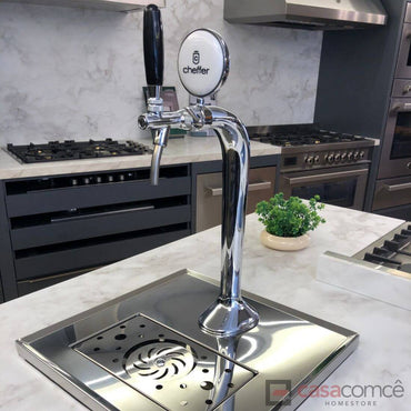 Chopeira Naja Cheffer Smart 1 Torneira com Lava Copos chopeira naja em inox polido para bancada com torre única e drip tray embutido