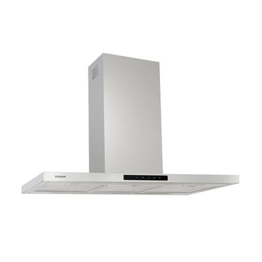 Coifa de Ilha CrissAir Slim Isola Inox 90cm em inox slim com duto retangular, painel touch e iluminação LED integrada