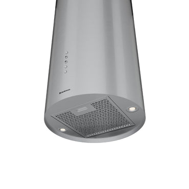 Coifa Tubular Debacco Zurique de Ilha Inox 35cm - coifa de ilha tubular em inox com iluminação LED, painel de botões e duto cilíndrico visível
