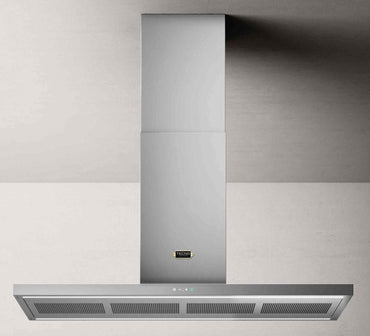 Coifa Tecno Vintage de Ilha Inox 120cm Tecno, coifa de ilha em inox escovado, formato retangular slim com iluminação e painel touch