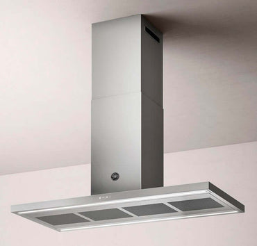 Coifa Bertazzoni Thin Ilha Inox 120cm com design moderno em aço inox escovado para cozinha.