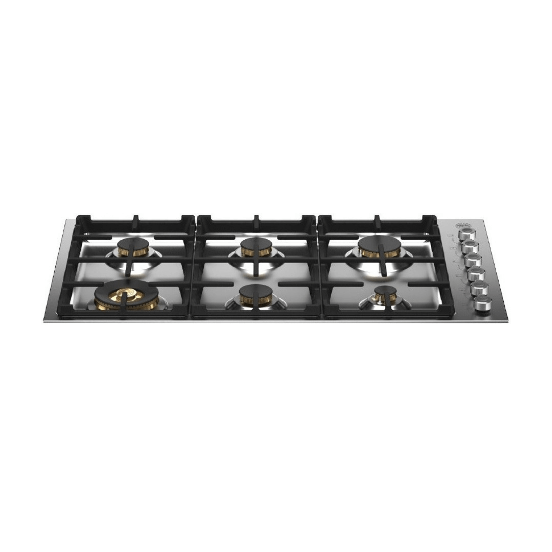 Cooktop à Gás Bertazzoni Professional 6 Bocas Inox 92,5cm, cooktop a gás italiano em inox com 6 queimadores Sabaf e trempes em ferro esmaltado