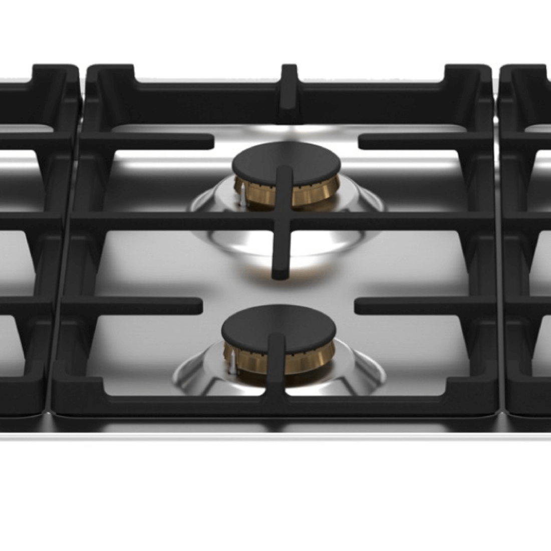 Cooktop Bertazzoni Professional a gás com 6 queimadores, trempes de ferro e inox 92,5cm, design italiano.