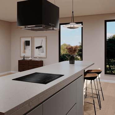 Cooktop de Indução Debacco Montreal 4 Zonas 60cm em vitrocerâmico Schott Ceran preto embutido na bancada, design moderno e acabamento elegante