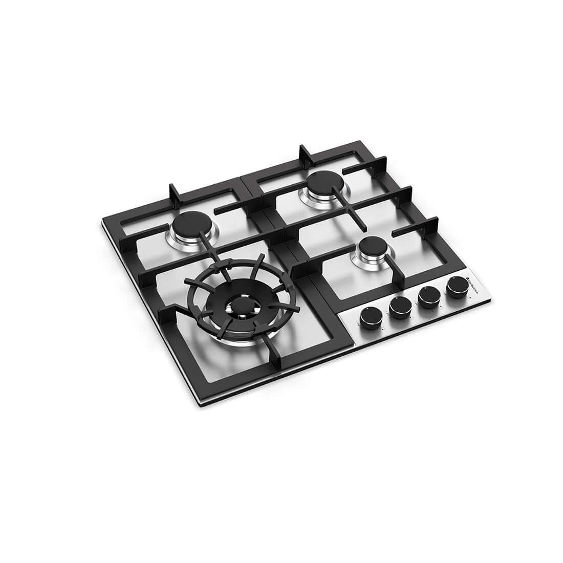 Cooktop a gás Debacco Zurique 4 bocas inox 60cm, design moderno e eficiente para cozinhas.