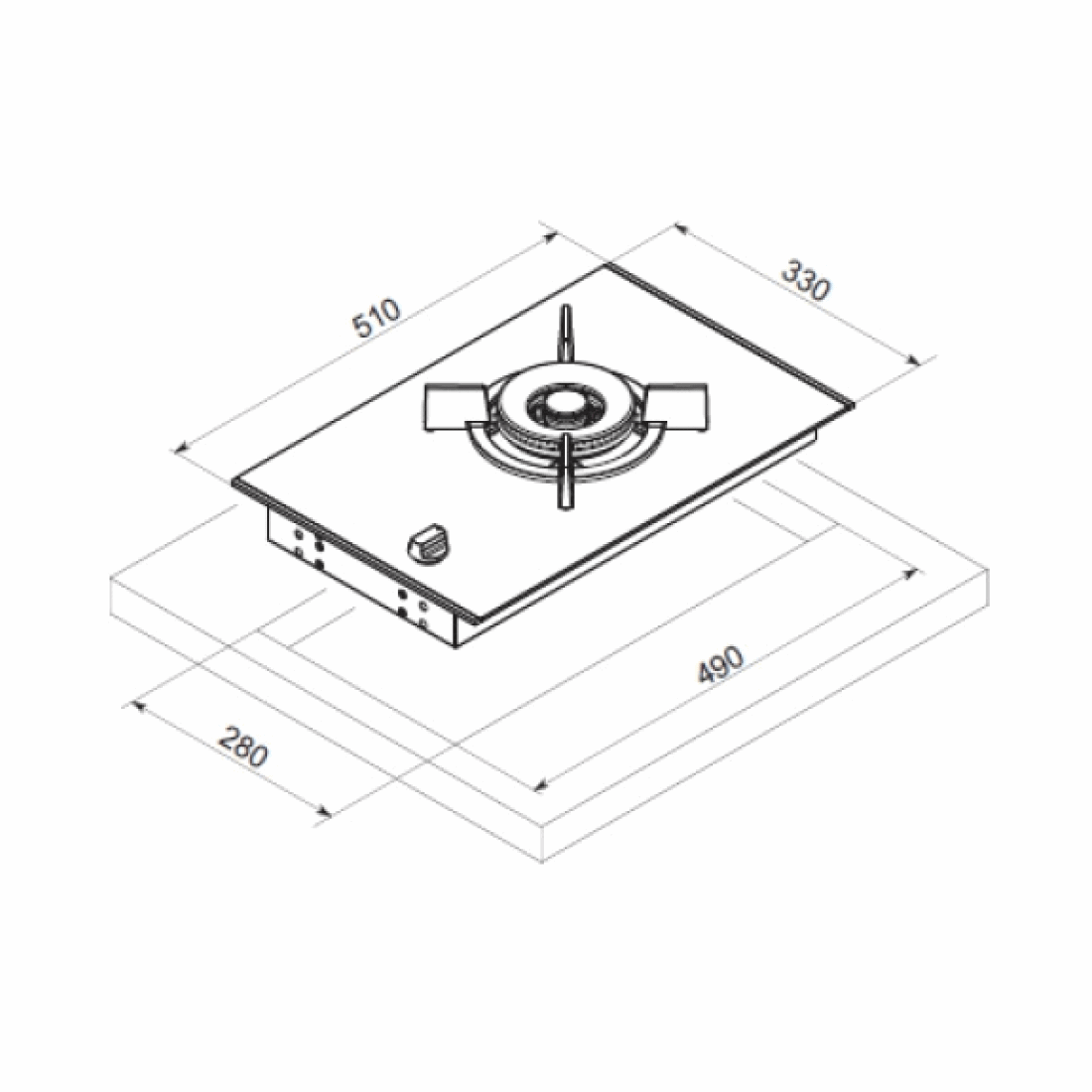 Cooktop Dómino Original a Gás 1 Boca Dual Flame Vitrocerâmico 33cm 220V