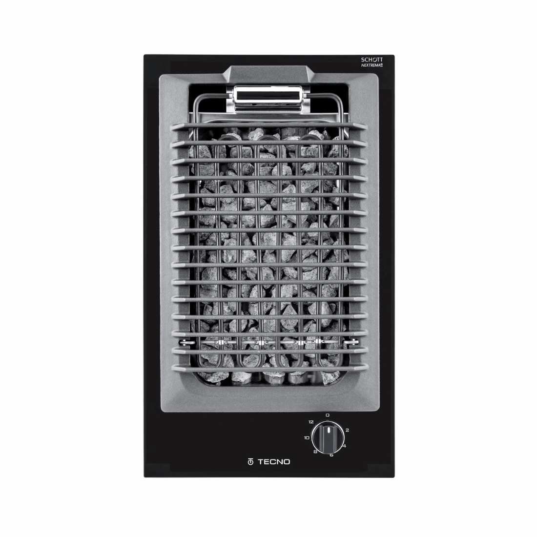 Cooktop Dominó Barbecue Elétrico Tecno 30cm cooktop elétrico preto vitrocerâmico com grelha e trempe em ferro, acabamento italiano