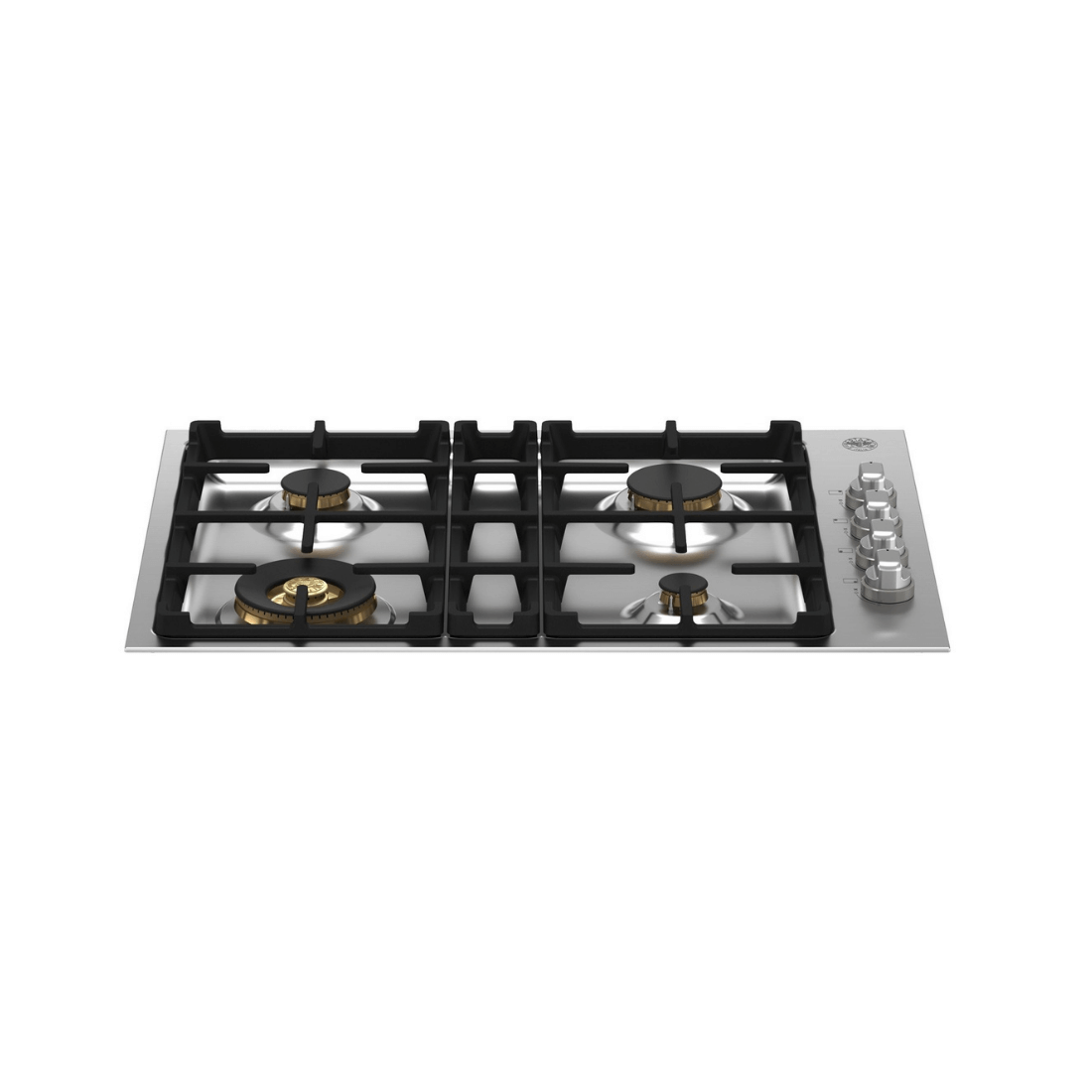 Cooktop Bertazzoni a gás 75cm com 4 queimadores e trempes em ferro fundido, design profissional.