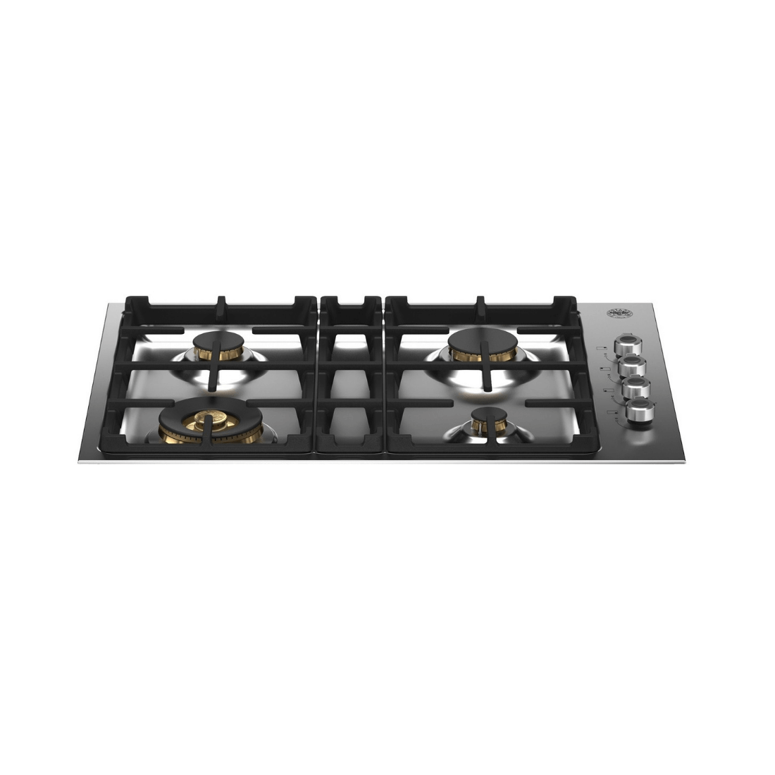 Cooktop Bertazzoni 4 bocas a gás 75cm inox com queimadores robustos e sistema de segurança Gás-Stop.