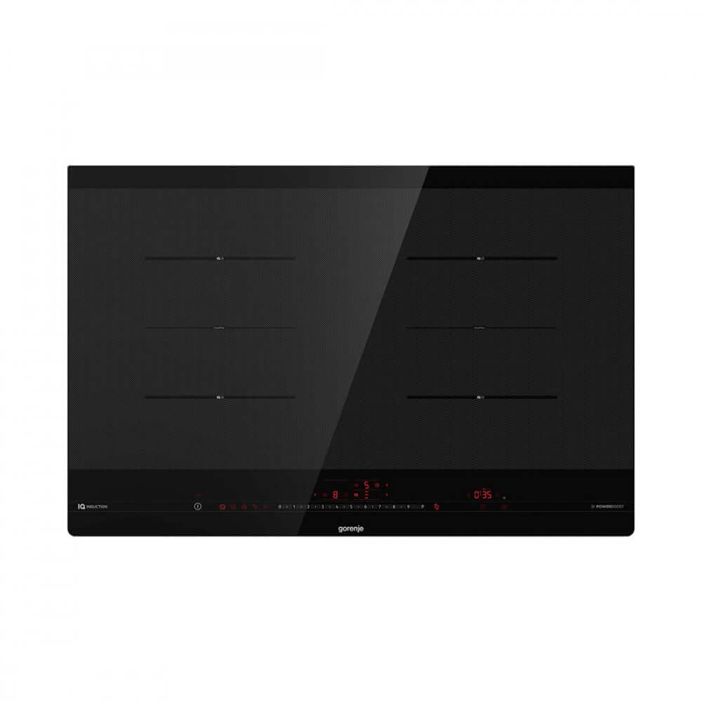 Cooktop de indução Gorenje 4 zonas 80cm com design moderno e recursos avançados para preparo rápido de refeições.