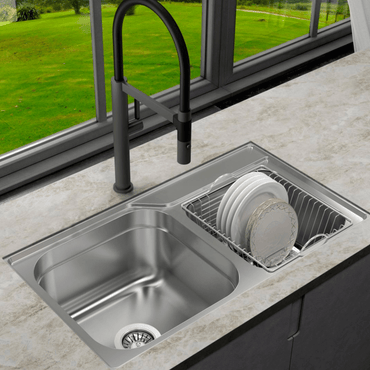 Cuba Debacco Dupla inox acetinada 79,5cm com bowl profundo e escorredor compatível com triturador