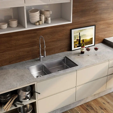 Cuba Dupla de embutir Inox Escovado 85cm Debacco Quadratino