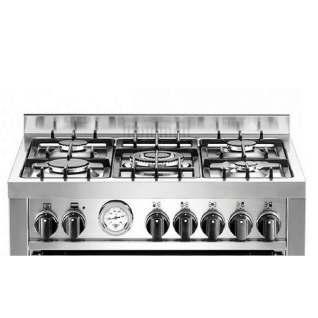 Fogão Bertazzoni Master 5 Bocas inox, queimadores a gás, painel frontal com reguladores.