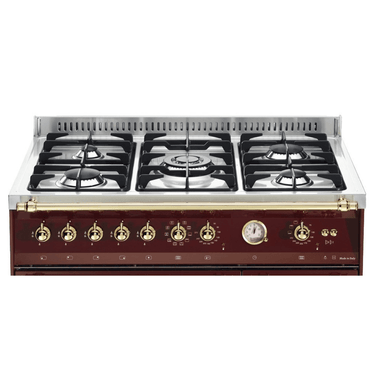 Fogão Lofra Vintage Dolcevita 5 Bocas Vinho com queimadores Sabaf e acendimento automático.