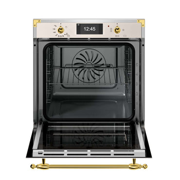 Forno Bertazzoni Heritage Elétrico a Vapor 76 Litros Marfim 60cm - forno elétrico de embutir em inox com porta de vidro, painel digital e detalhes dourados