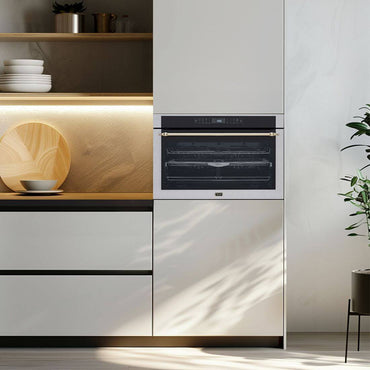 Forno Tecno Vintage Elétrico Air Fry 138 Litros Inox 90cm embutido em inox com porta de vidro e painel digital, design moderno