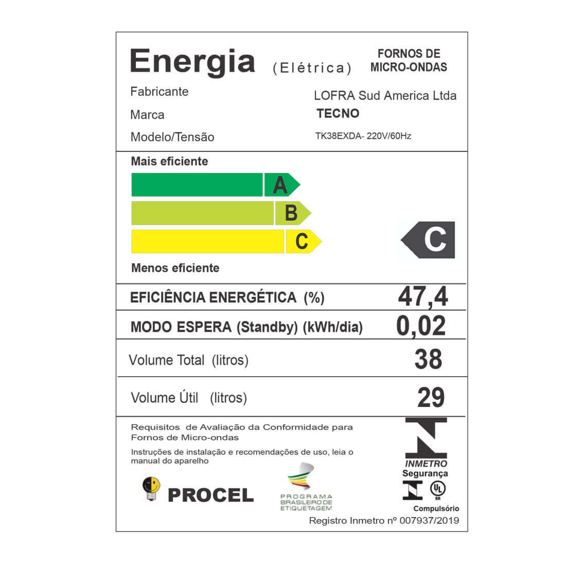 Forno Micro-Ondas Combinado Tecno Original 38 Litros Inox 60cm