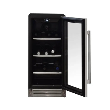 Cervejeira de embutir Cuisinart Arkton Inox 38cm 220V - frigobar de embutir com porta de vidro, acabamento inox e prateleiras internas