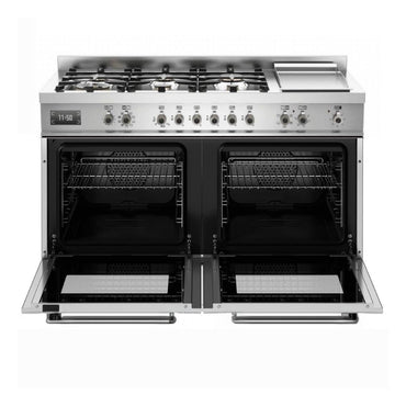 Fogão Bertazzoni Professional Branco 120cm 6 Bocas Forno Duplo 138L com forno elétrico e queimadores a gás.