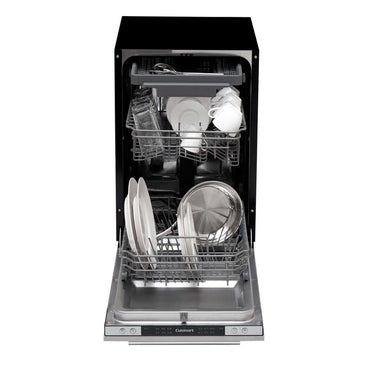Lava-Louças Cuisinart Casual 10 Serviços Inox 45cm: máquina de lavar louça de embutir em inox com painel frontal, 2 cestos e porta integrada