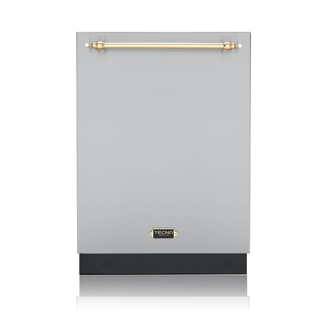 Alt Tag: Lava-Louças Tecno Vintage revestível 60cm inox com puxador dourado e capacidade para 16 serviços