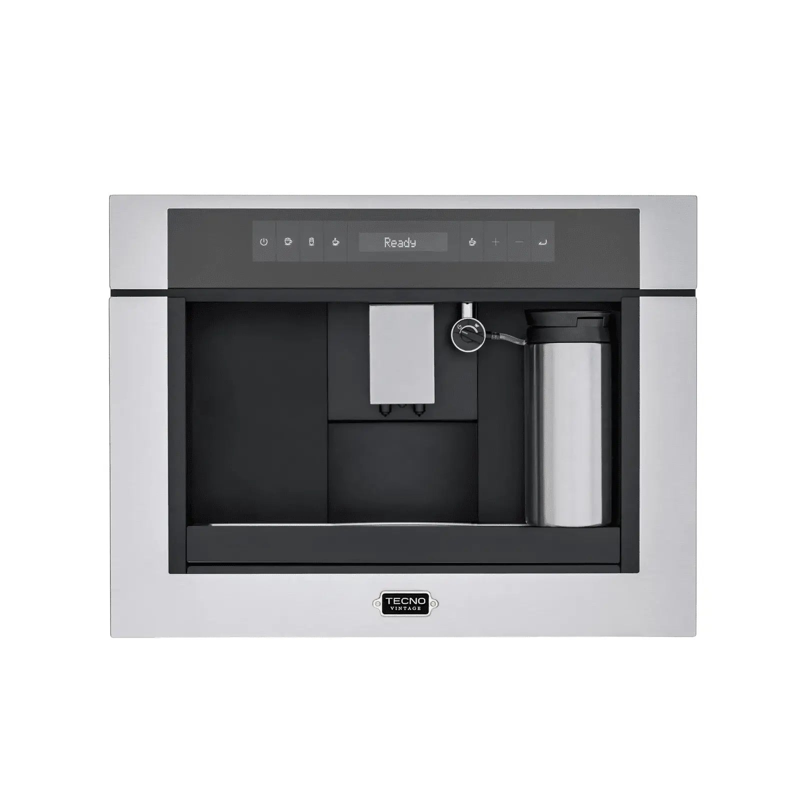 Cafeteira Tecno Vintage Automática de Embutir Inox 60cm - máquina de café de embutir em inox escovado com painel touch, saída dupla e reservatório de leite