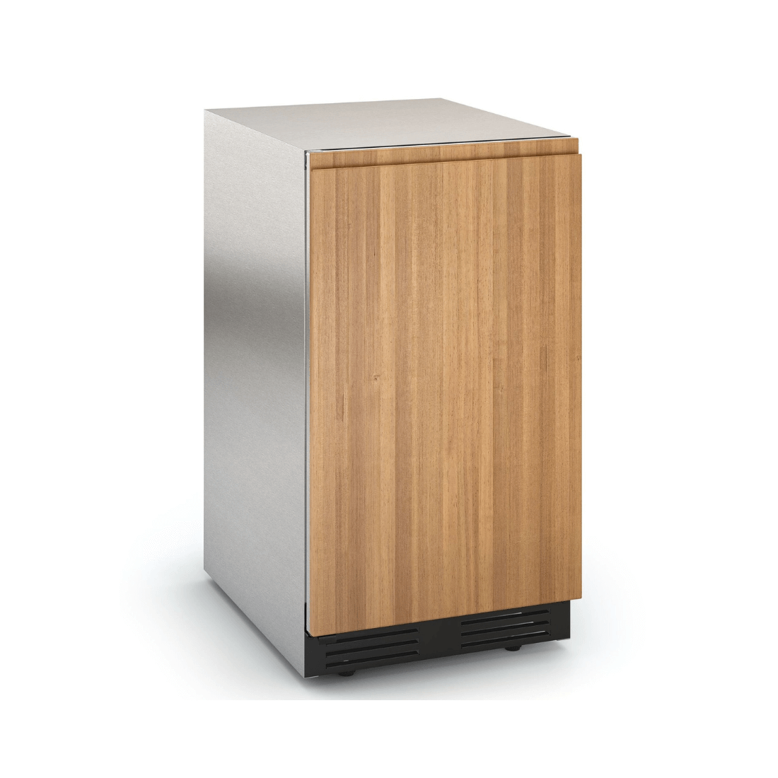 Máquina de gelo embutir Tecno 45cm em inox e madeira, produz 50 Kg/dia, ideal para ambientes internos e externos.