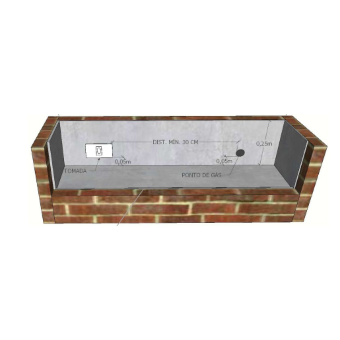 Lareira a gás LCZ 1 Linha de Fogo com Pedra Vulcânica 140cm