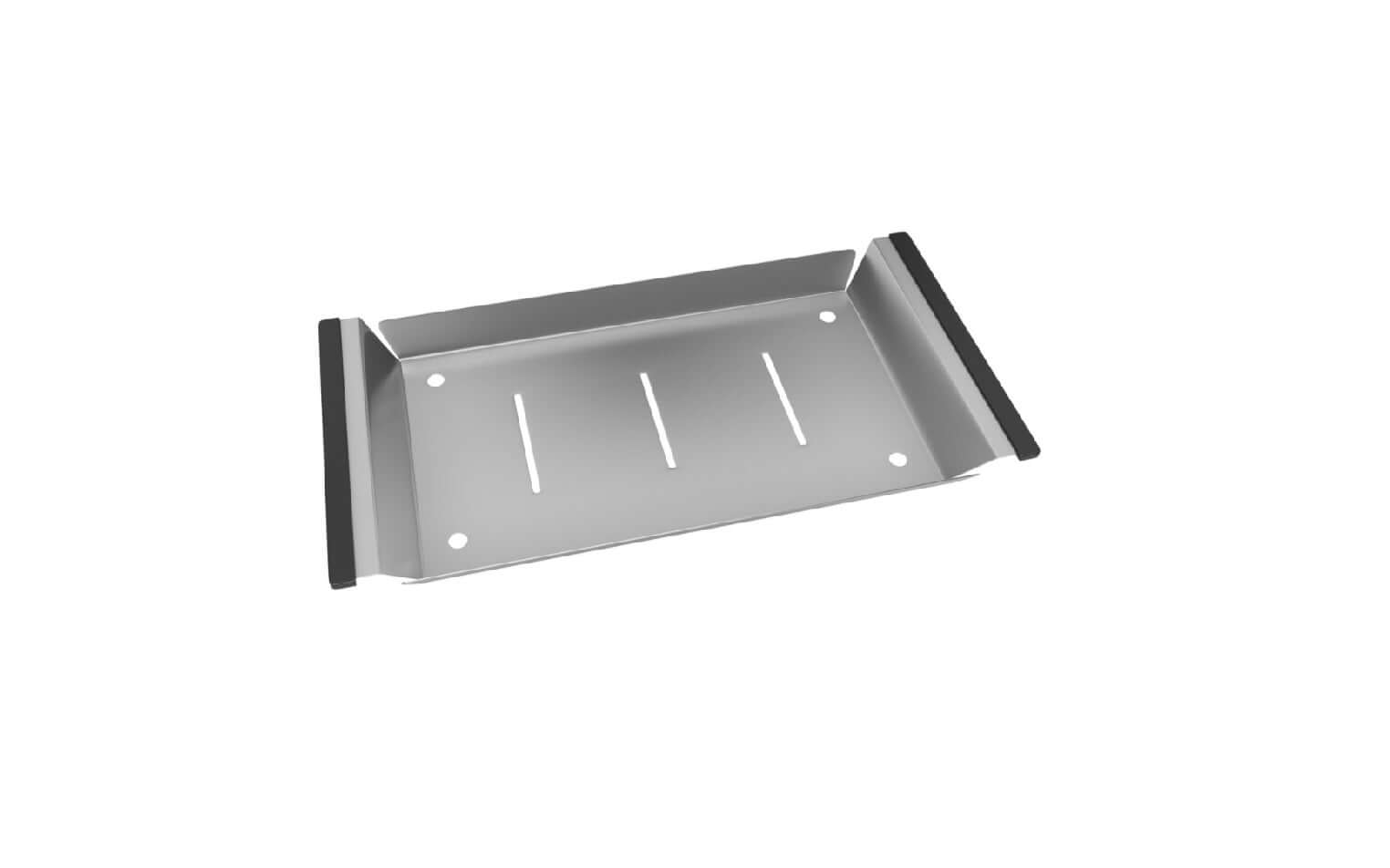 Bandeja Retangular Rasa Debacco Inox 44cm, ideal para higienizar frutas e acomodar utensílios na cozinha.