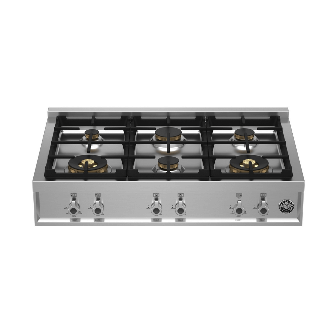 RangeTop Bertazzoni Professional 6 Bocas a Gás Inox 91cm com 6 queimadores em inox escovado.