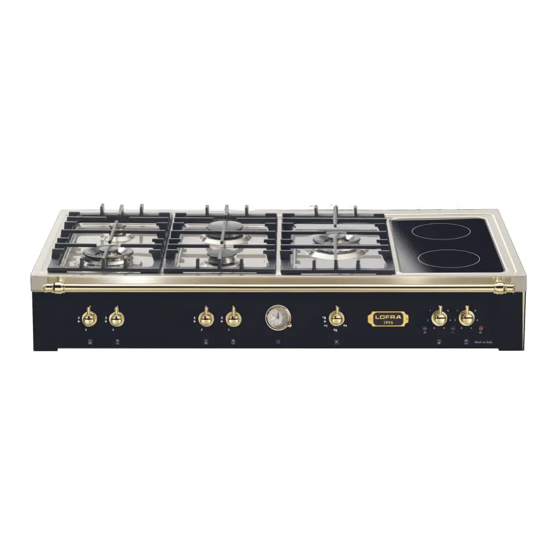 Rangetop Lofra Dolcevita 5 Bocas e 2 Zonas Elétricas Preto 120cm com acabamentos em inox e queimadores profissionais