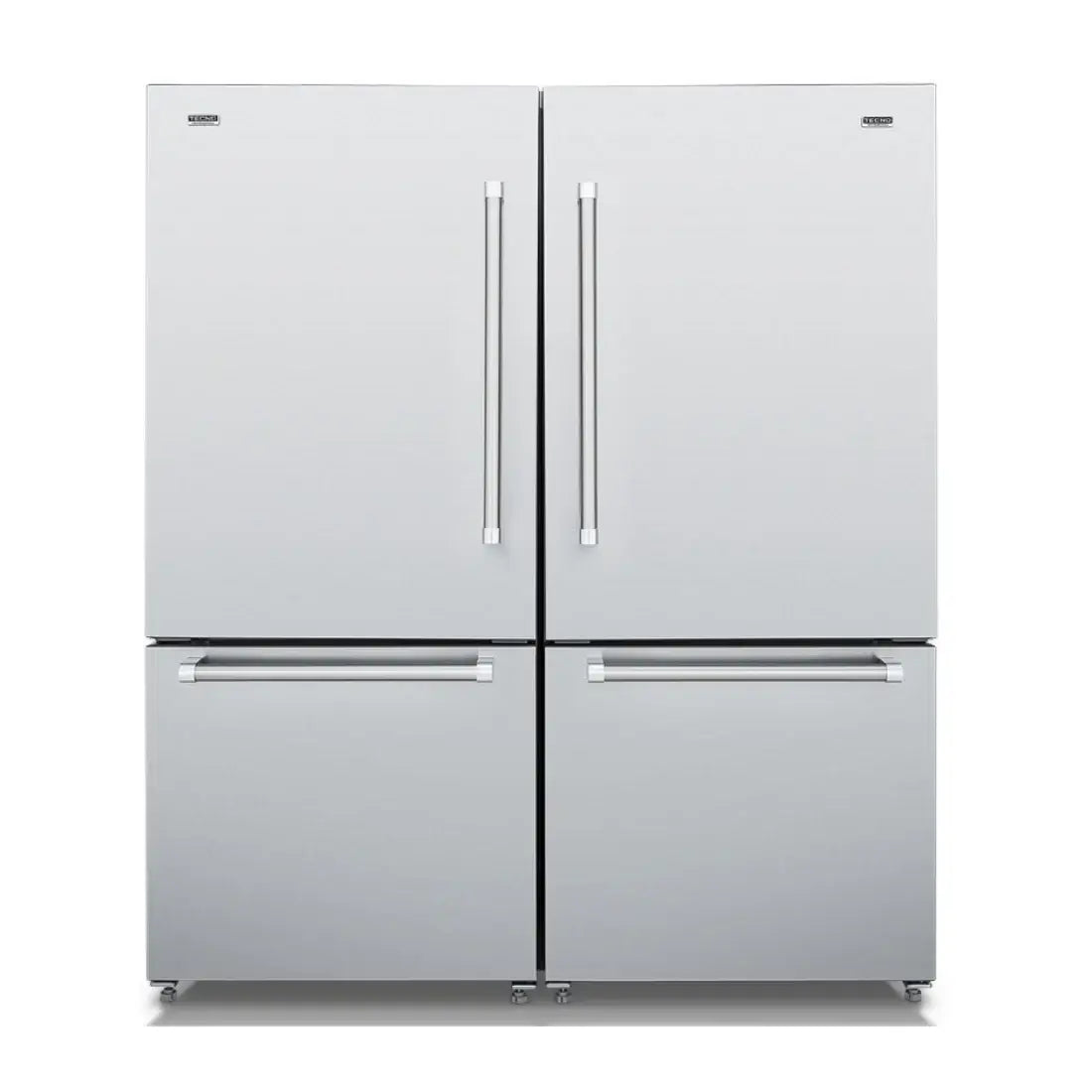 Refrigerador Tecno Professional DUO Bottom Freezer 890 Litros 152cm em aço inox escovado.