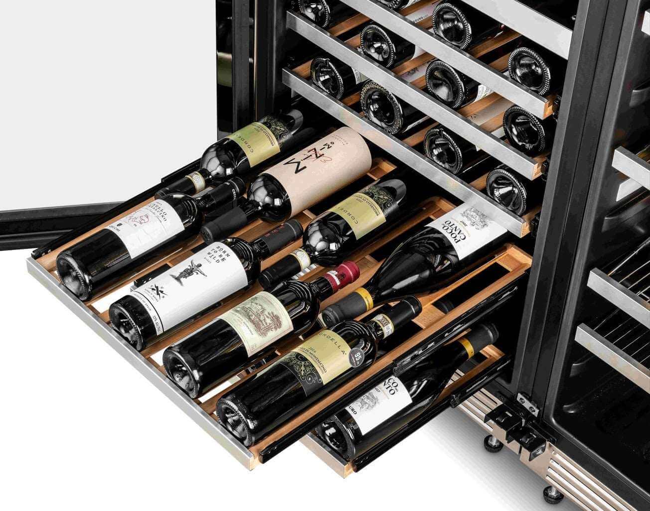 Adega de Vinhos Vintage de Embutir 151 Garrafas 2 Zonas 220V — Abertura para Esquerda