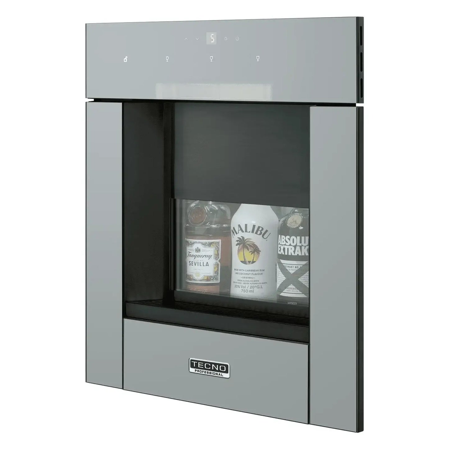 Dispenser para vinhos e bebidas Tecno Professional inox, embutir 3 garrafas, design moderno.