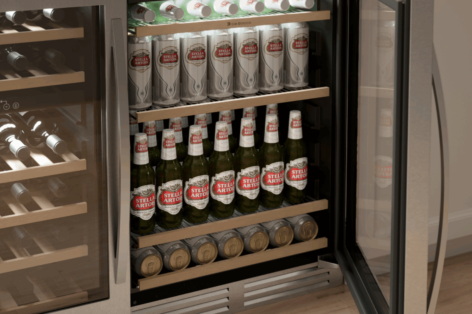 Cervejeira de Embutir de Alto Padrão em área gourmet com porta de vidro e modelos premium